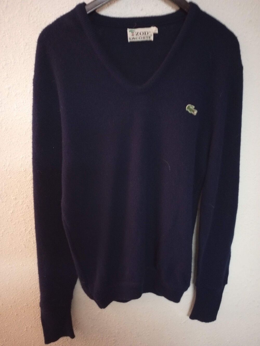 Y2K Izod Lacoste Sweater Vintage Alligator Mens Medium Navy Rare 1960s Label